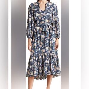 Anthropologie dRA Los Angeles Floral Boho Midi Dress Medium Cottagecore Prairie